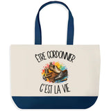 Grand Sac Cabas Fond Bleu Être cordonnier c'est la vie