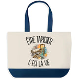 Grand Sac Cabas Fond Bleu Être tapissier c'est la vie