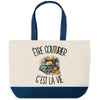 Grand Sac Cabas Fond Bleu Être couturier c'est la vie