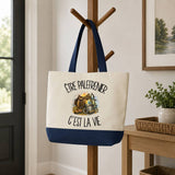 Grand Sac Cabas Fond Bleu Être palefrenier c'est la vie