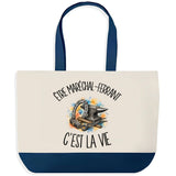 Grand Sac Cabas Fond Bleu Être maréchal-ferrant c'est la vie