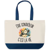 Grand Sac Cabas Fond Bleu Être contrôleur c'est la vie