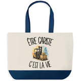 Grand Sac Cabas Fond Bleu Être cariste c'est la vie