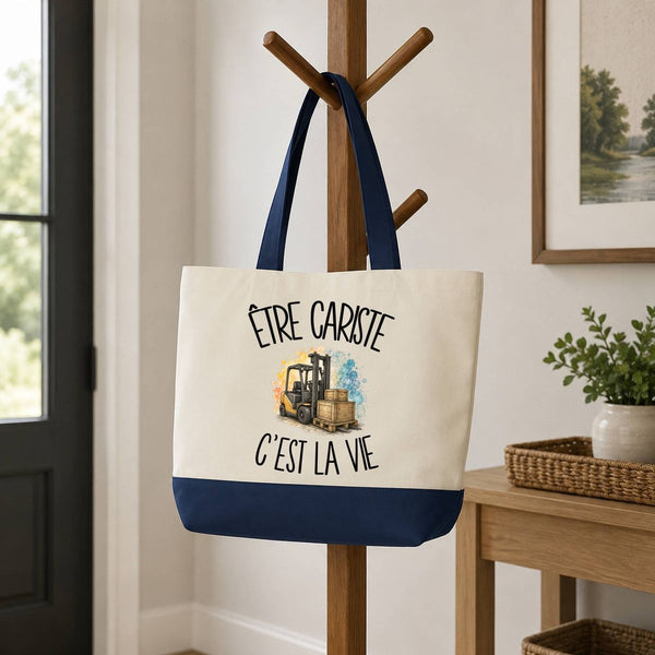 Grand Sac Cabas Fond Bleu Être cariste c'est la vie