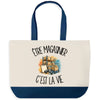 Grand Sac Cabas Fond Bleu Être magasinier c'est la vie