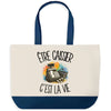 Grand Sac Cabas Fond Bleu Être caissier c'est la vie