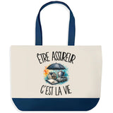 Grand Sac Cabas Fond Bleu Être assureur c'est la vie
