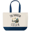 Grand Sac Cabas Fond Bleu Être traducteur c'est la vie