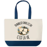 Grand Sac Cabas Fond Bleu Travailler dans les RH c'est la vie