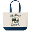 Grand Sac Cabas Fond Bleu Être manager c'est la vie