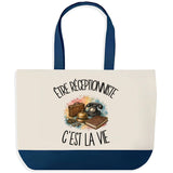 Grand Sac Cabas Fond Bleu Être réceptionniste c'est la vie