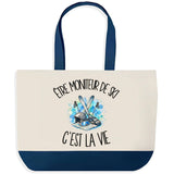 Grand Sac Cabas Fond Bleu Être moniteur de ski c'est la vie