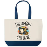 Grand Sac Cabas Fond Bleu Être comédien c'est la vie