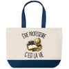 Grand Sac Cabas Fond Bleu Être professeure c'est la vie