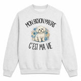 Sweat Gris Chiné Mon Bichon Maltais c'est ma vie