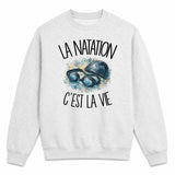 Sweat Gris Chiné La natation c'est la vie