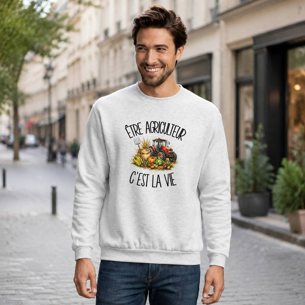 Sweat Gris Chiné Être agriculteur c'est la vie