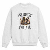 Sweat Gris Chiné Être coiffeuse c'est la vie