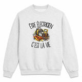 Sweat Gris Chiné Être électricien c'est la vie