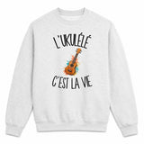 Sweat Gris Chiné L'ukulélé c'est la vie