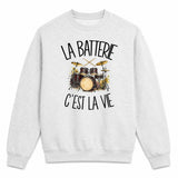 Sweat Gris Chiné La batterie c'est la vie