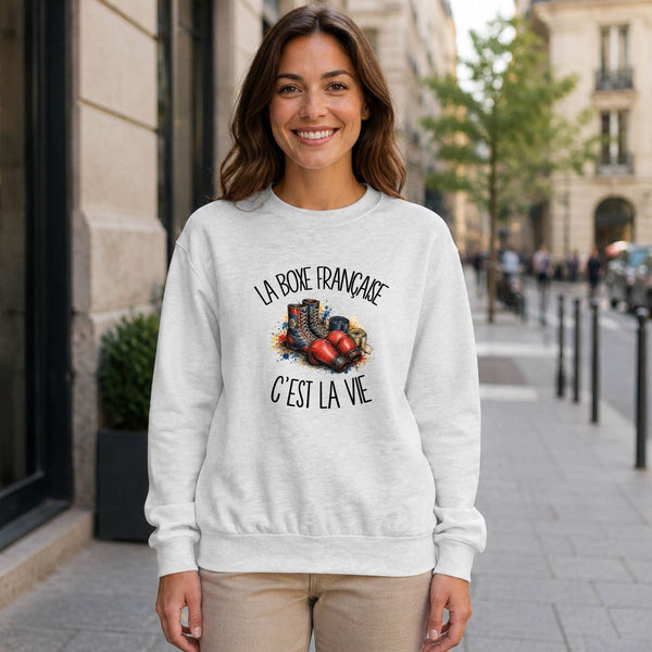 Sweat Gris Chiné La boxe française c'est la vie