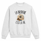 Sweat Gris Chiné La broderie c'est la vie