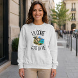 Sweat Gris Chiné La Corse c'est la vie
