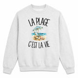 Sweat Gris Chiné La plage c'est la vie