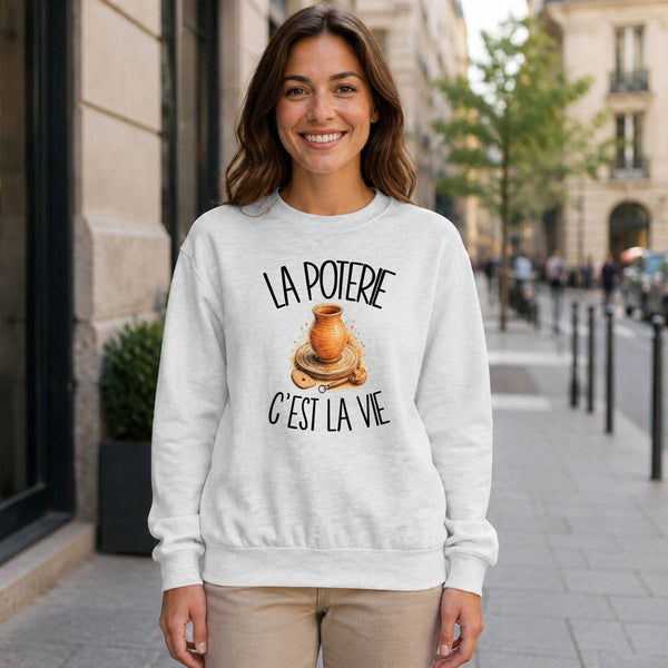 Sweat Gris Chiné La poterie c'est la vie