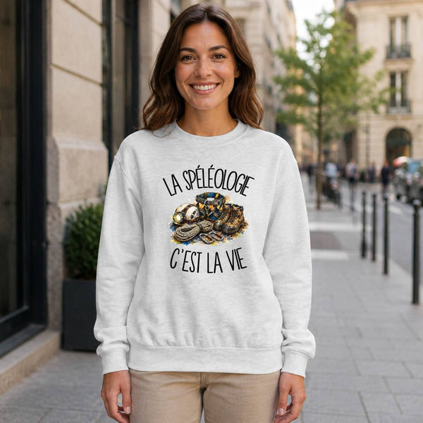 Sweat Gris Chiné La spéléologie c'est la vie