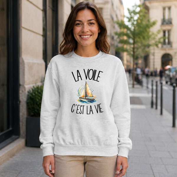 Sweat Gris Chiné La voile c'est la vie