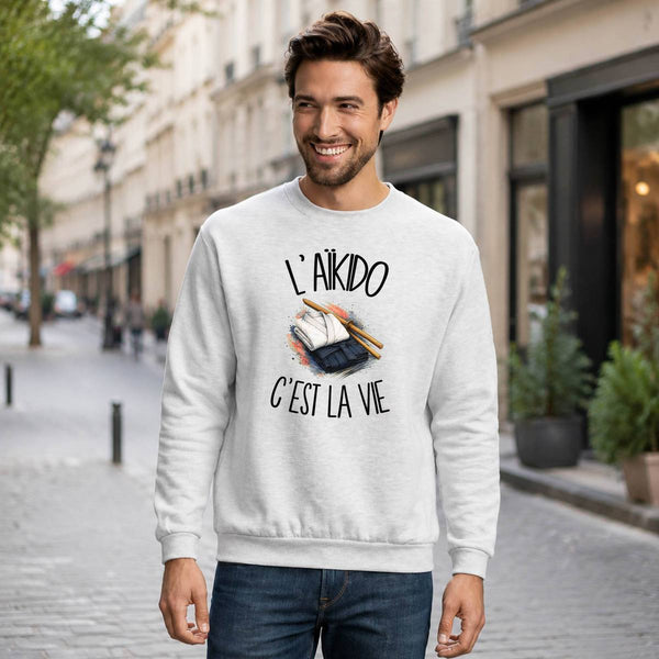 Sweat Gris Chiné L'aïkido c'est la vie