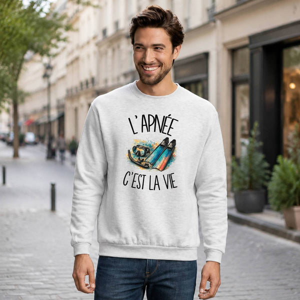 Sweat Gris Chiné L'apnée c'est la vie