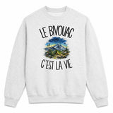 Sweat Gris Chiné Le bivouac c'est la vie