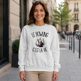 Sweat Gris Chiné Le bowling c'est la vie