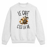 Sweat Gris Chiné Le café c'est la vie