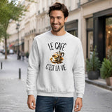Sweat Gris Chiné Le café c'est la vie
