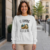 Sweat Gris Chiné Le camping c'est la vie
