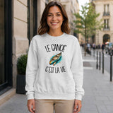 Sweat Gris Chiné Le canoë c'est la vie