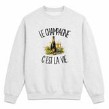Sweat Gris Chiné Le champagne c'est la vie