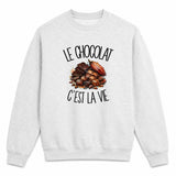 Sweat Gris Chiné Le chocolat c'est la vie