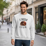Sweat Gris Chiné Le chocolat c'est la vie