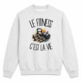 Sweat Gris Chiné Le fitness c'est la vie