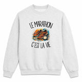 Sweat Gris Chiné Le marathon c'est la vie
