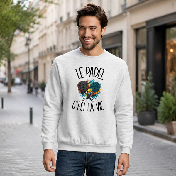 Sweat Gris Chiné Le padel c'est la vie