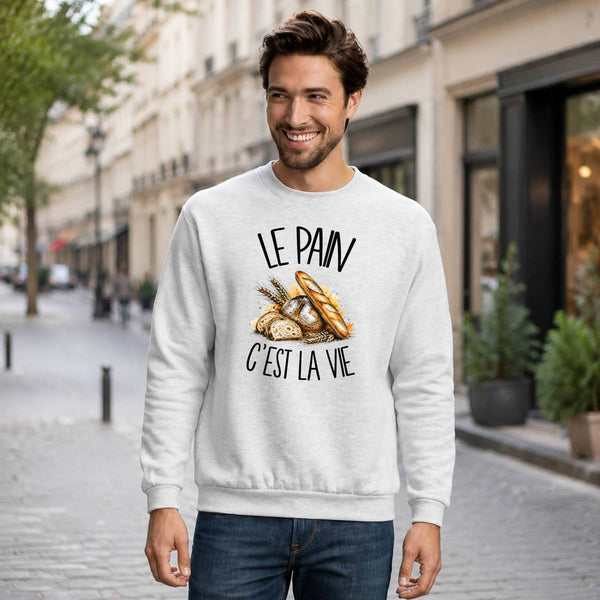 Sweat Gris Chiné Le pain c'est la vie