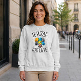 Sweat Gris Chiné Le puzzle c'est la vie