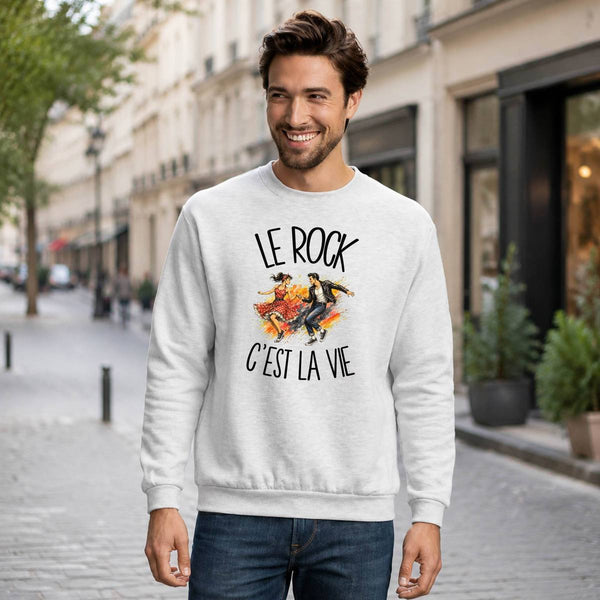 Sweat Gris Chiné Le rock c'est la vie