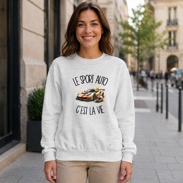 Sweat Gris Chiné Le sport auto c'est la vie